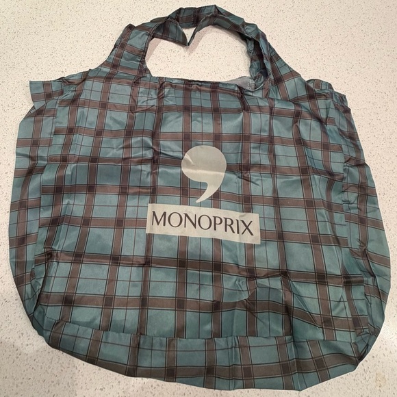 Monoprix Handbags - Monoprix Plaid Reusable Bag -rare
